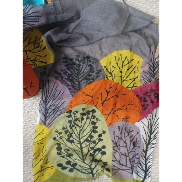 Anthropologie Kemi shawl Print 100 Per Cent wool Scarf 28x72" wrap Olive yellow - Picture 3 of 5